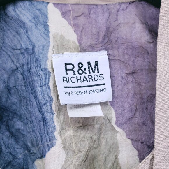 Vintage R&M Richards by Karen Kwong Colorful Earth Tones Modest Sheer Top 10 - Picture 2 of 15